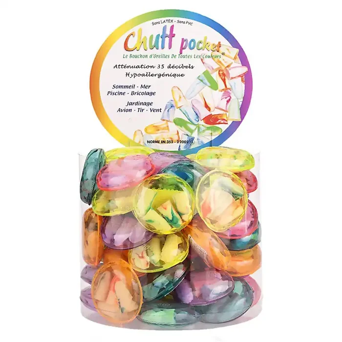 2 paires bouchons d‘oreille mousse multicolores