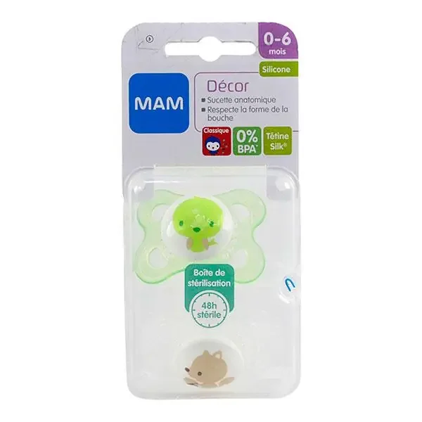 2 Sucettes anatomiques décor 0-6 mois Quarz rose&opaque-Green mamba&opaque