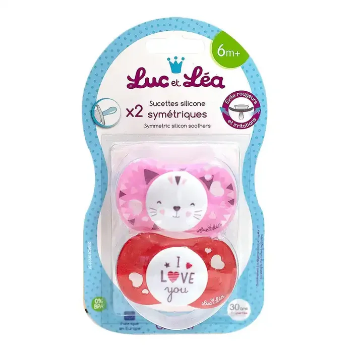 2 sucettes « Chat + I ♥ you » 6m+
