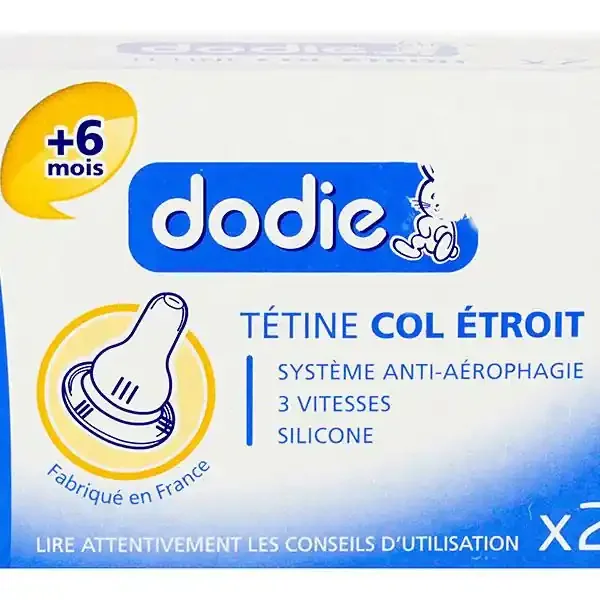 2 tétines col étroit 3 vitesses +6 mois silicone