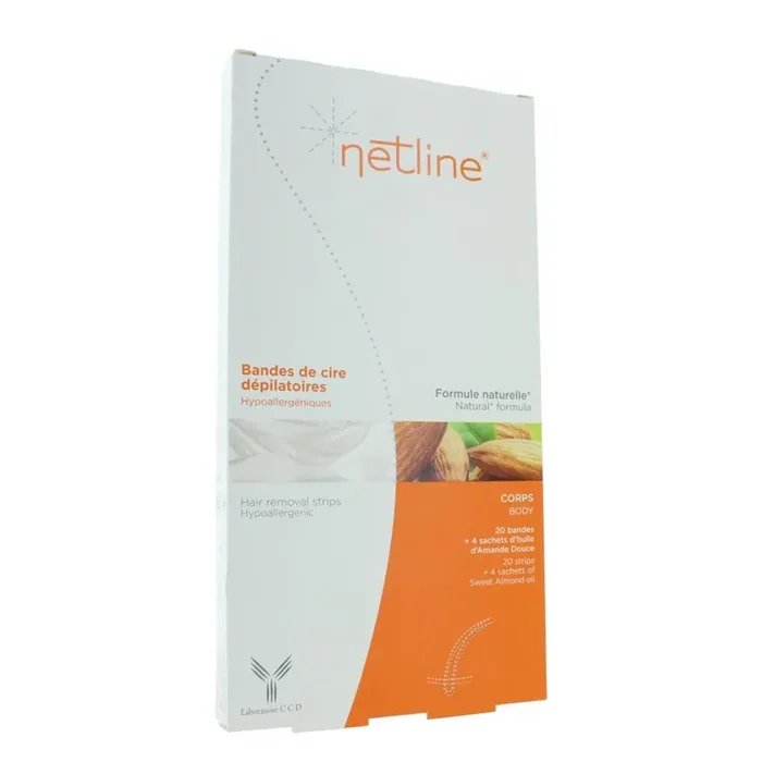 20 Bandes De Cire Depilatoire Corps + 4 Sachets D‘huile D‘amande Douce Netline