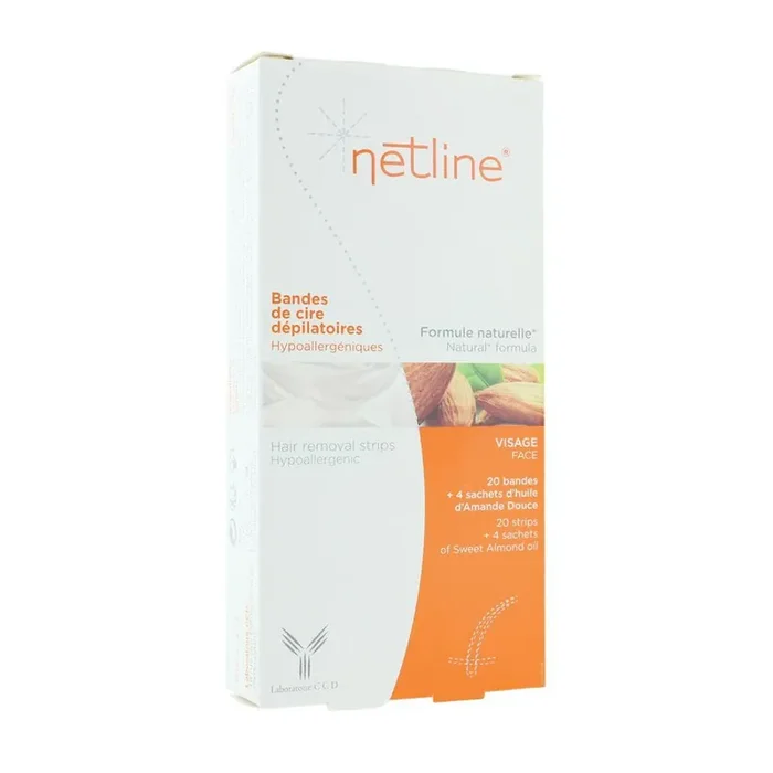 20 Bandes De Cire Depilatoire Visage + 4 Sachets D‘huile D‘amande Douce Netline