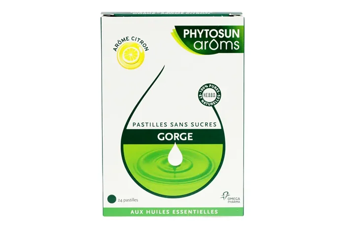 24 pastilles gorge sans sucre citron