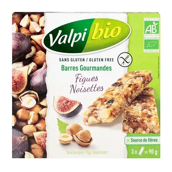 3 barres gourmandes bio à la figue et à la noisette 90g