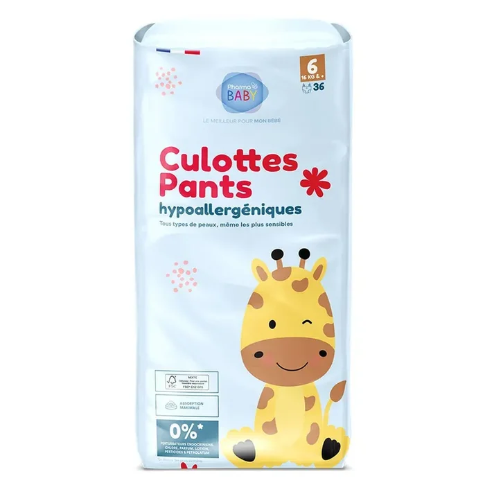 36 culottes hypoallergéniques +16 kg taille 6