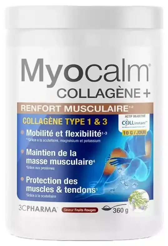 3C Pharma Myocalm Collagène + Renforcement Musculaire Saveur Fruits Rouges 360 g