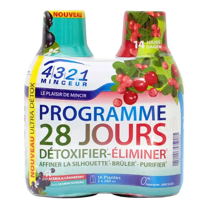 4321 minceur ultra draineur 2x280ml acerola-cranberry & jasmin-sureau