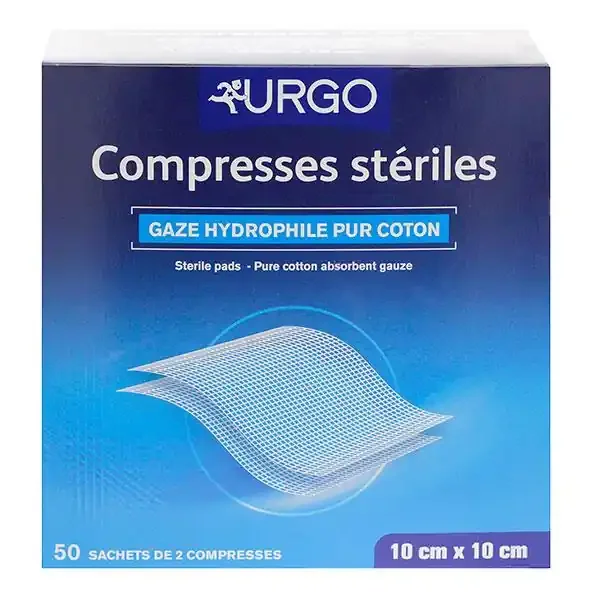 50×2 compresses de gaze stériles 10cmx10cm