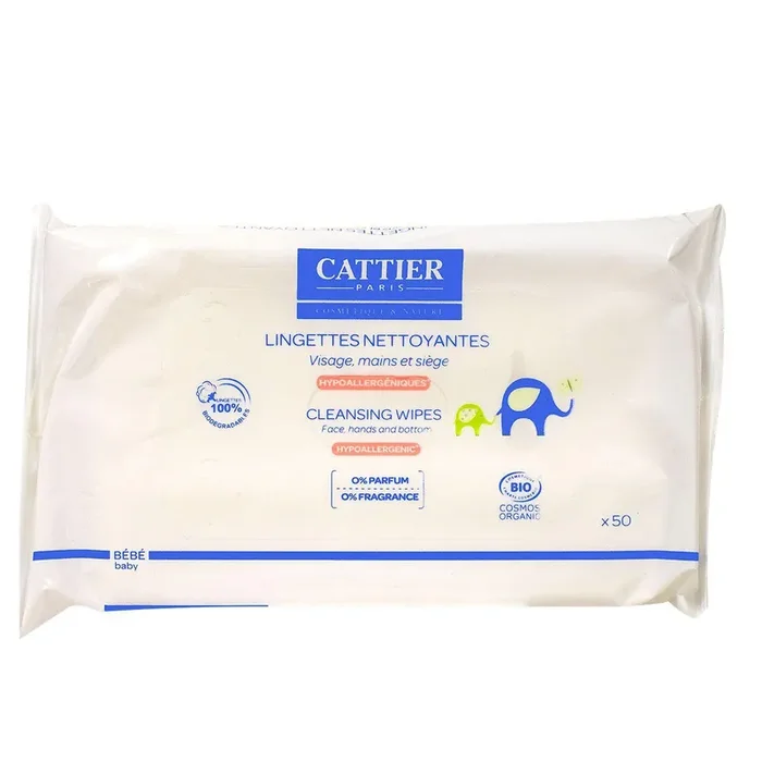 50 lingettes nettoyantes visage mains siège