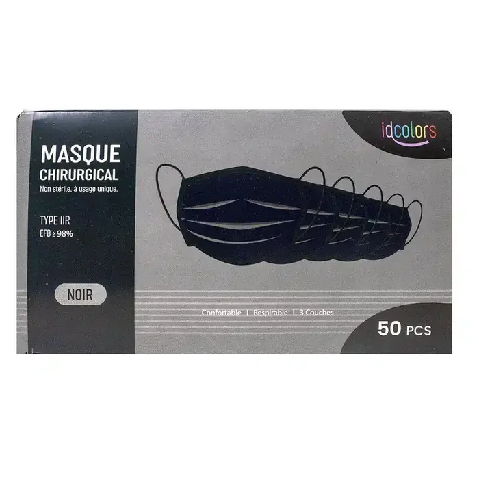 50 masques chirurgicaux noirs type IIR