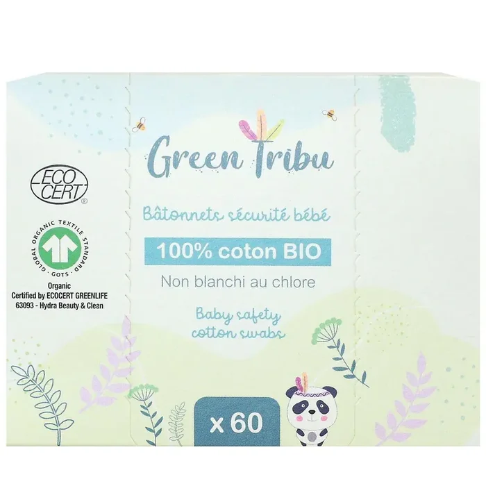 60 bâtonnets d‘oreille bébé sécurité 100% coton bio