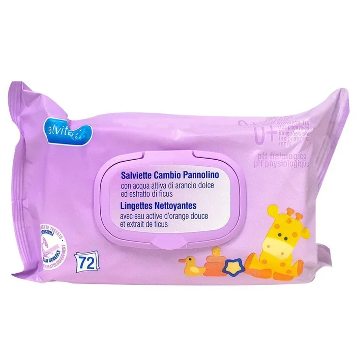 72 lingettes nettoyantes eau active d‘orange douce