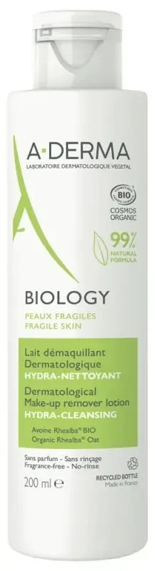 A-Derma Biology Lait Démaquillant Dermatologique Hydra Nettoyant Bio 200 ml