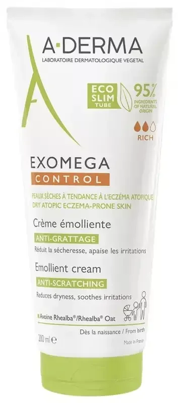 A-Derma Exomega — Control — Crème Émolliente Anti-Grattage 200 ml