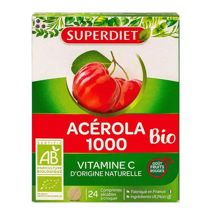Acérola 1000 bio vitamine C 24 comprimés à croquer