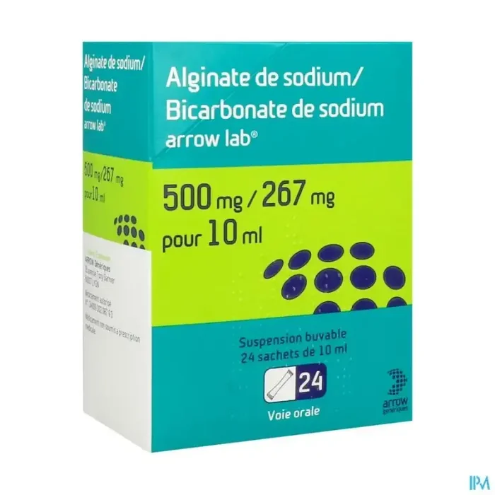 Alginate de sodium bicarbonate de sodium arrow lab suspension buvable 10ml sachet 24