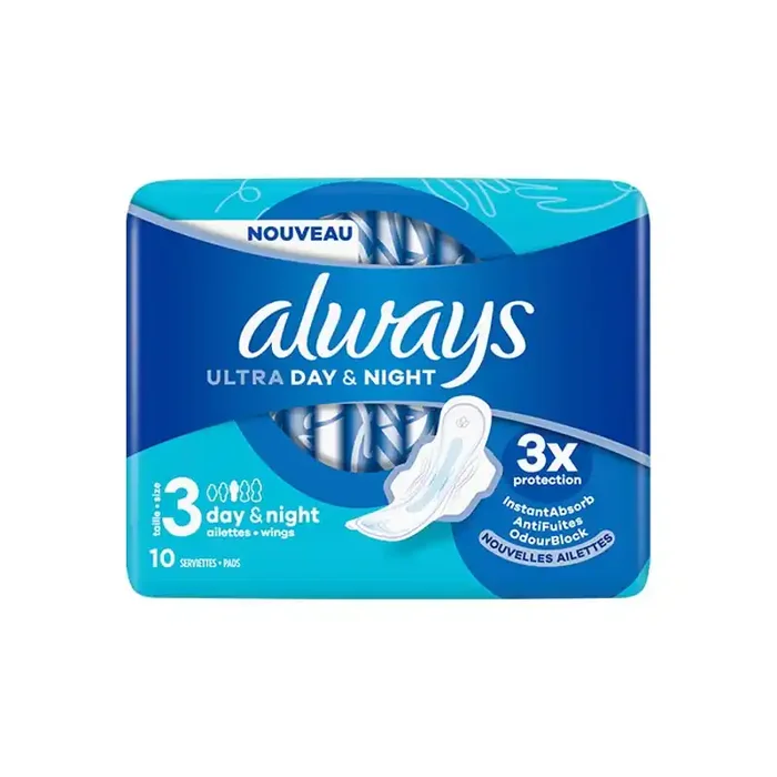 Always Ultra Day & Night 10 serviettes hygieniques