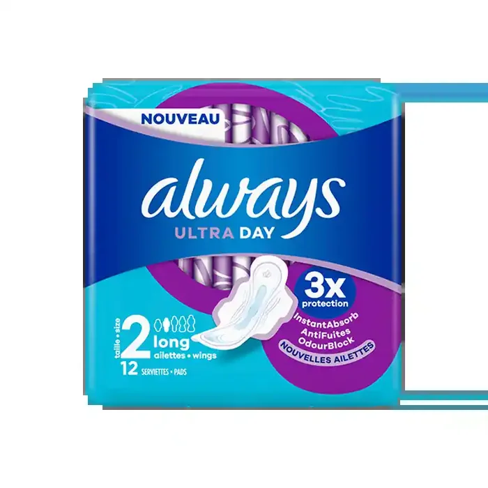 Always Ultra Day 12 serviettes hygieniques taille 2 long