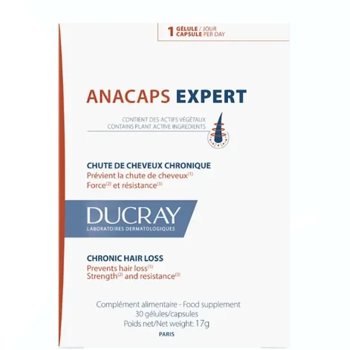 Anacaps Expert – Compl&eacute;ment Alimentaire – Chute de Cheveux Chronique 30 G&eacute;lules