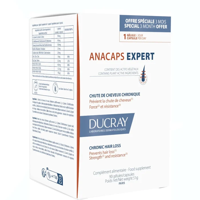 Anacaps Expert – Compl&eacute;ment Alimentaire – Chute de Cheveux Chronique x90 G&eacute;lules