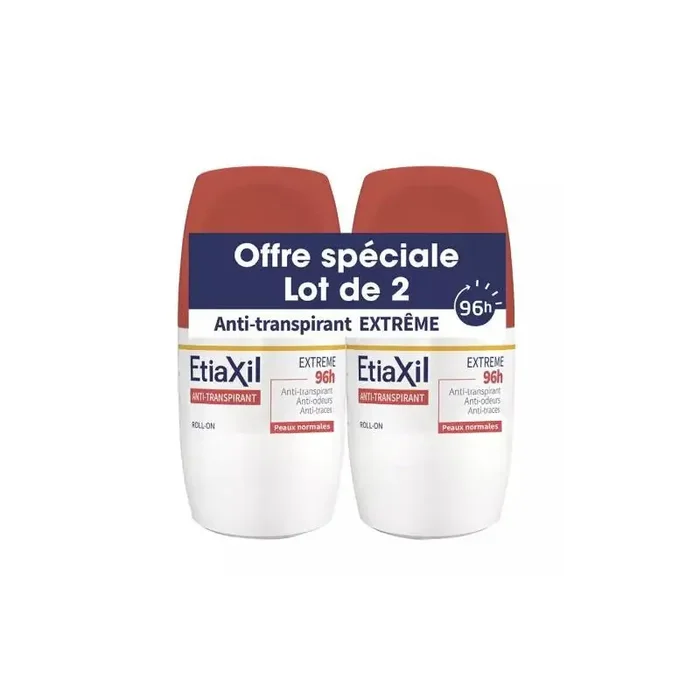 ANTITRANSPIRANT EXTRÊME 96H ROLL ON LOT DE 2X50 ML ETIAXIL