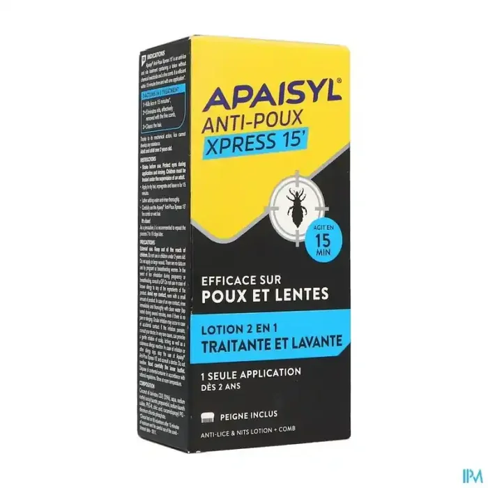 Apaisyl xpress 15 antipoux shamp 100ml + peigne