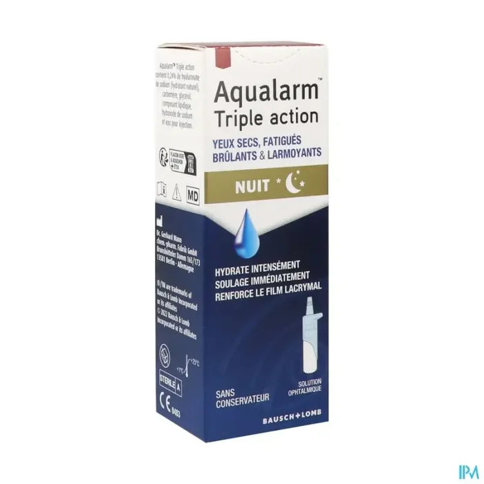 Aqualarm triple action jour nuit sol ophtalmique 10ml