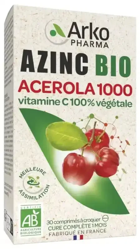 Arkopharma Azinc Naturel Acerola 1000 Bio 30 Comprimés