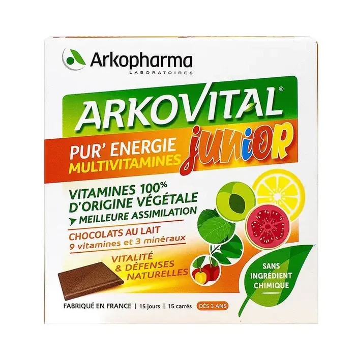 Arkovital pur‘énergie junior 15 carrés chocolat