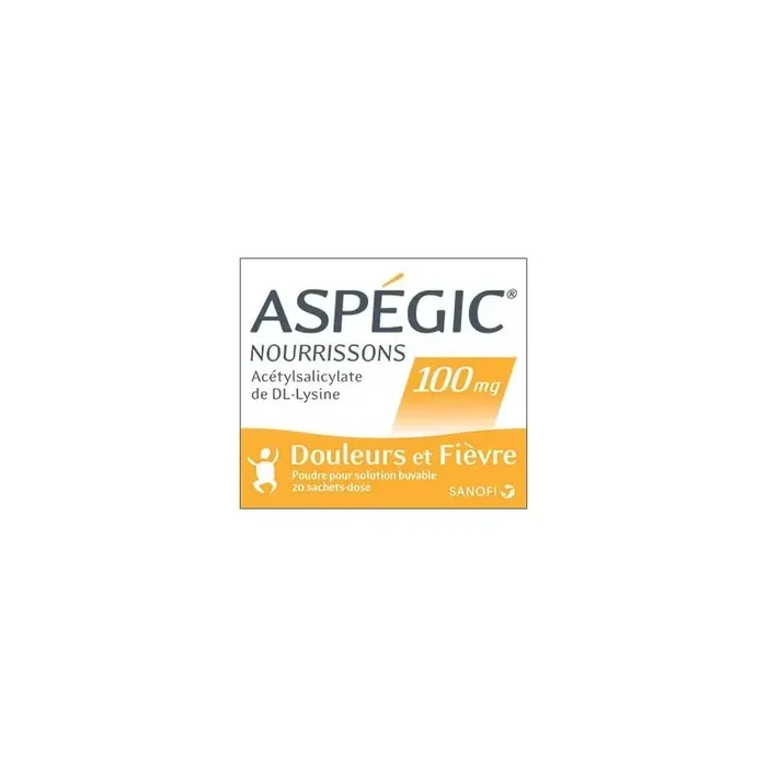 Aspegic nourrissons poudre pour solution buvable 100mg 20 sachets-doses