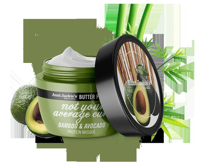 Aunt Jackie’s NOT YOUR MOYEN CURL – Masque de protéines de bambou et d’avocat 8oz