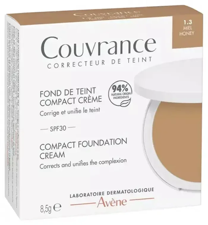 Avène Couvrance Fond de Teint Compact Crème SPF30 8,5 g – Teinte 1.3 Miel