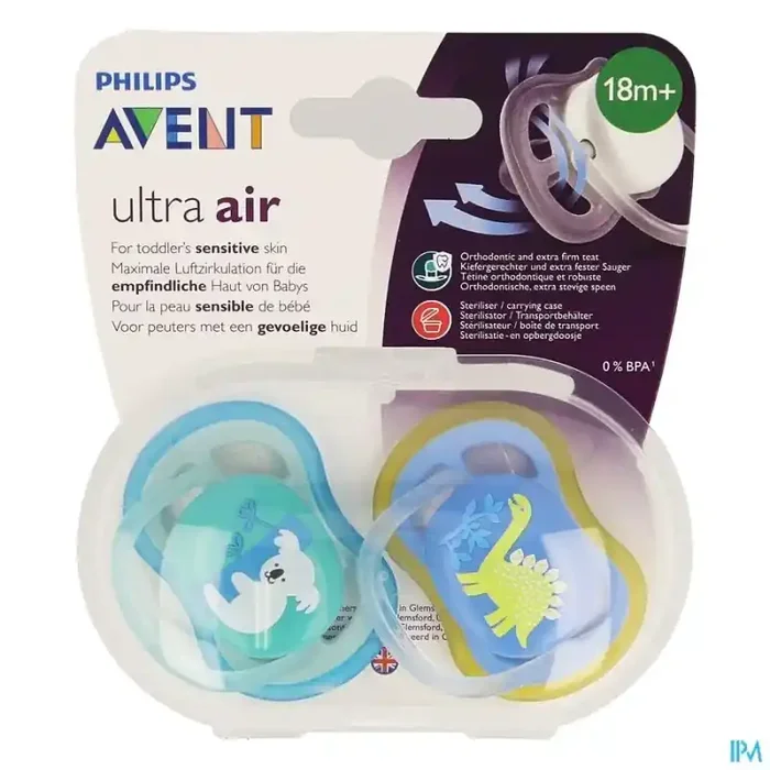 Avent sucette ultra air boy koala +18mois scf349/11 x2