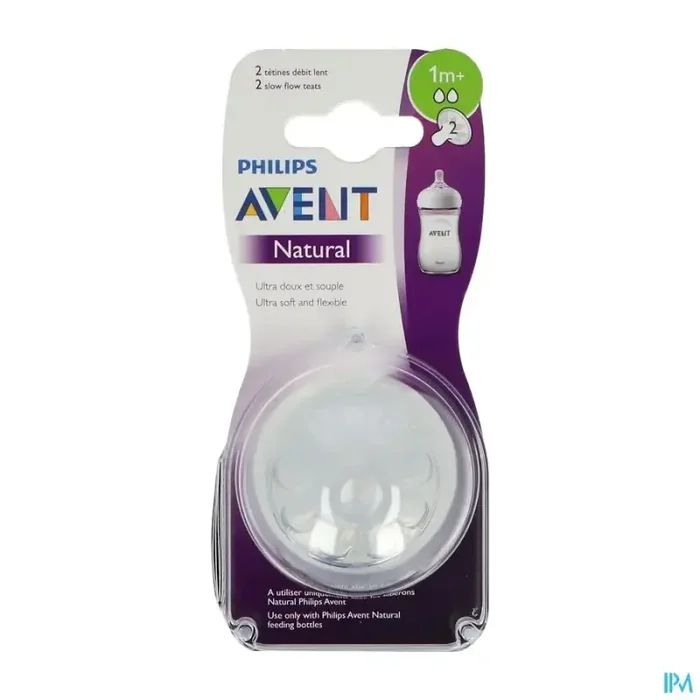 Avent tetine natural 2.0 debit lent 1mois+ scf042/27 x2