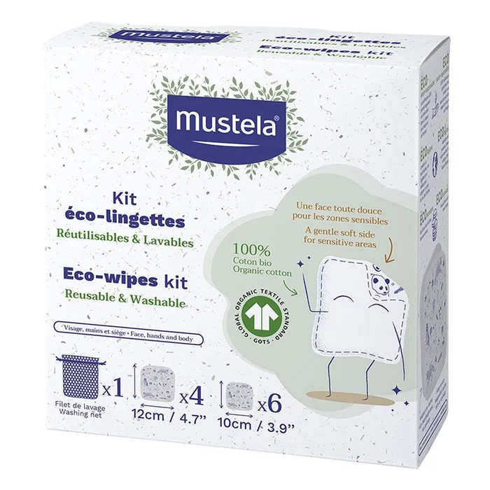 Bébé – Eco-Lingette Réutilisable et Lavable 10 Unités + 1 Filet de Lavage