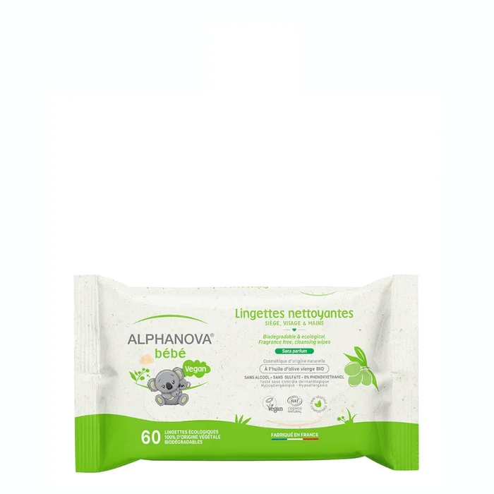 Bébé Vegan – Lingettes Nettoyantes x 60