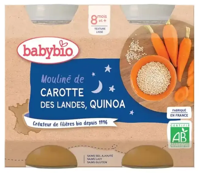 Babybio Bonne Nuit Mouliné de Carotte Des Landes & Quinoa