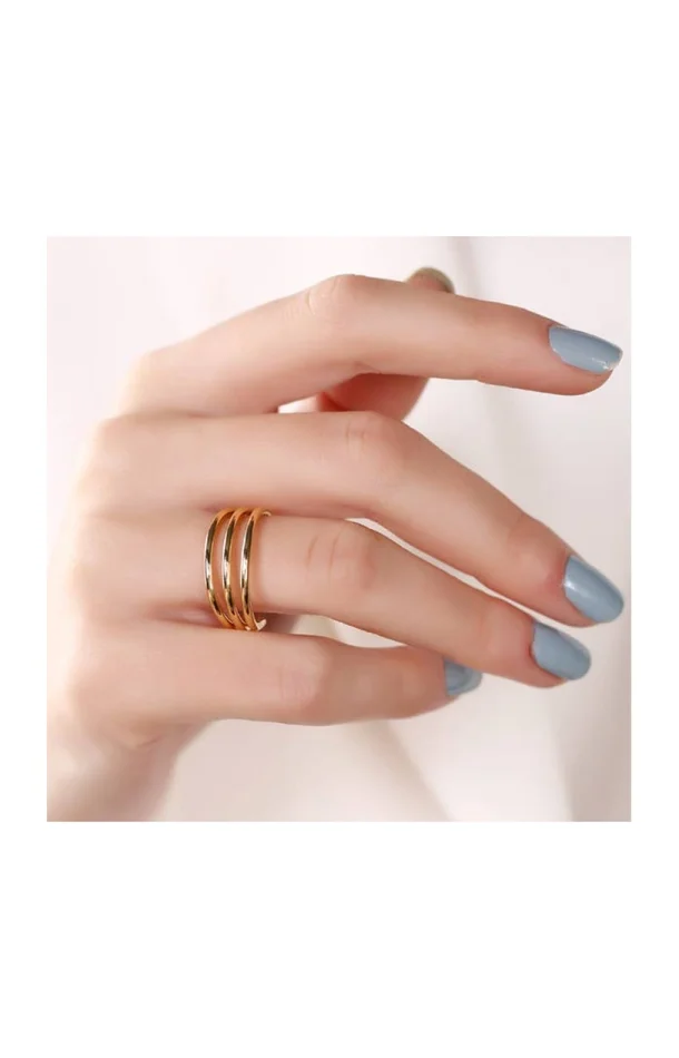 Bague 3 rangs ajustable – Laiton plaqué or