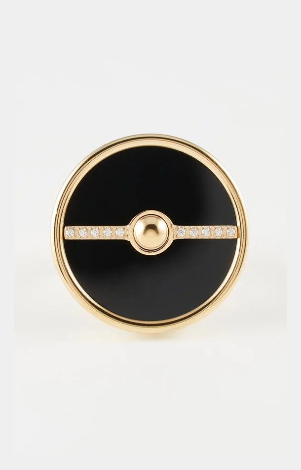 Bague ajustable – Acier inoxydable & zirconium – Doré & noir