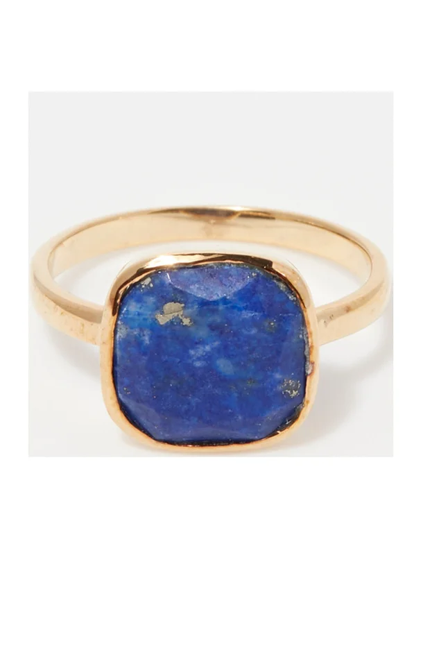 Bague Sia – Laiton doré & lapis