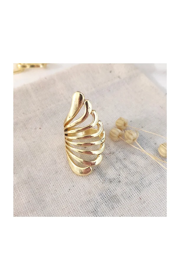 Bague vagues ajustable – Laiton plaqué or