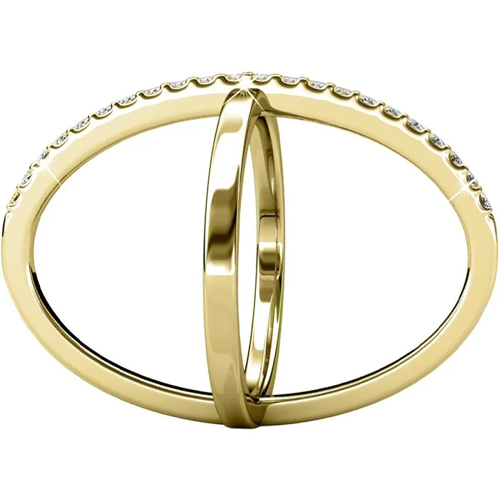 Bague X Duo – Cristal blanc – Laiton plaqué or 18 k
