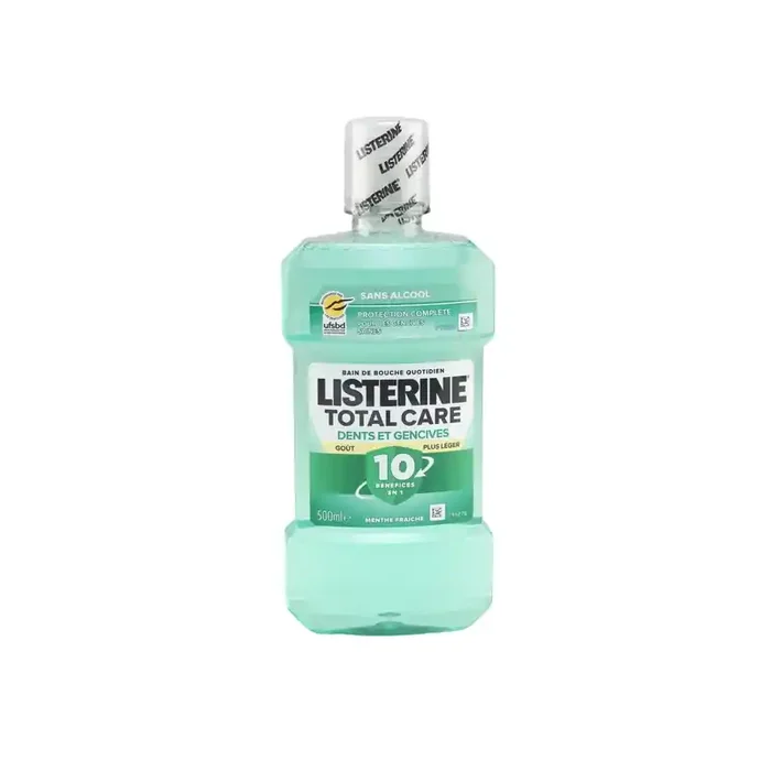 BAIN DE BOUCHE TOTAL CARE DENTS ET GENCIVES MENTHE FRAICHE LEGERE SANS ALCOOL 500ML LISTERINE