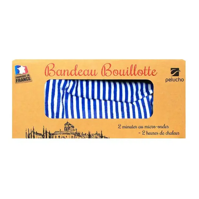 Bandeau bouillotte rayé bleu et blanc