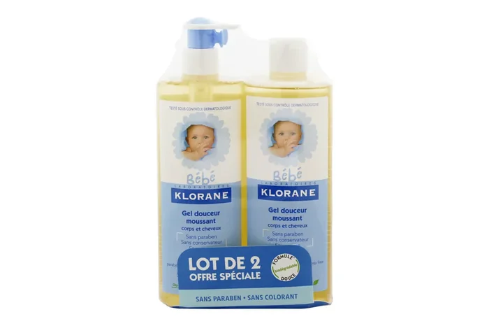 Bébé Corps et Cheveux Gel Moussant 2x500ml
