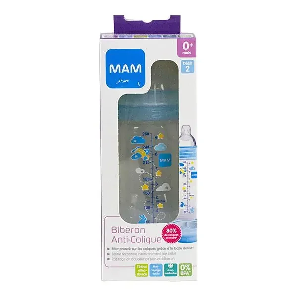 Biberon anti-colique +0 mois 260ml bleu