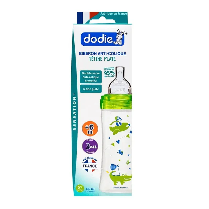 Biberon Sensation+ 2ème âge 330ml débit 3 vert dinosaure