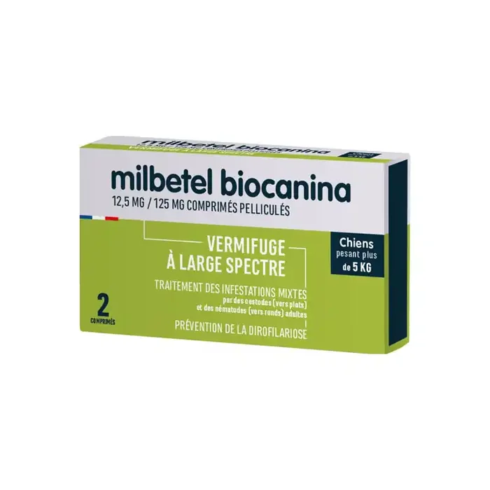 Biocanina Milbetel vermifuge pour chiens +5kg – 2 comprimes