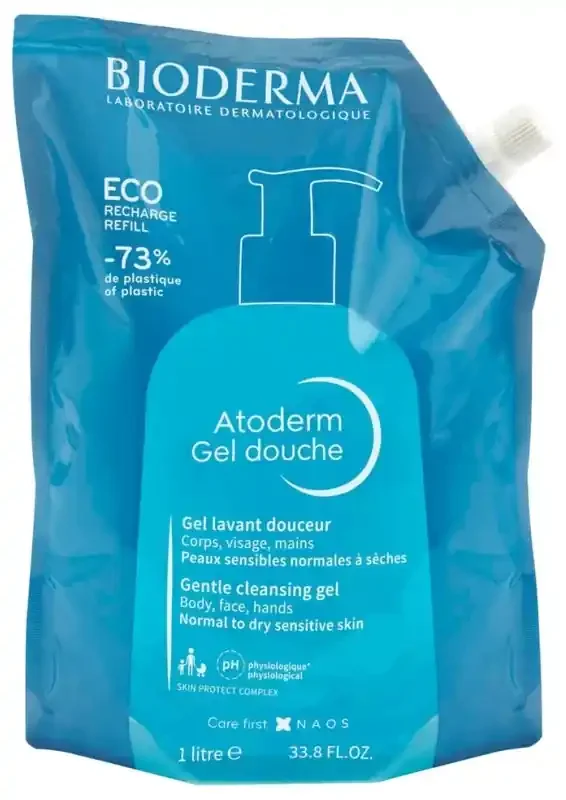 Bioderma Atoderm Gel Douche Sans Savon Visage et Corps Éco-Recharge 1000 ml