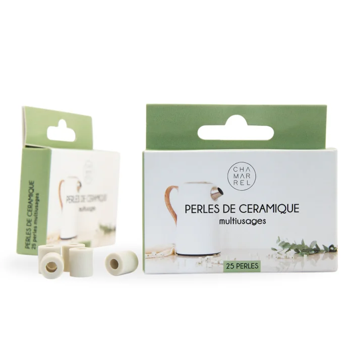 Boîte de 25 perles de céramique | Grises
